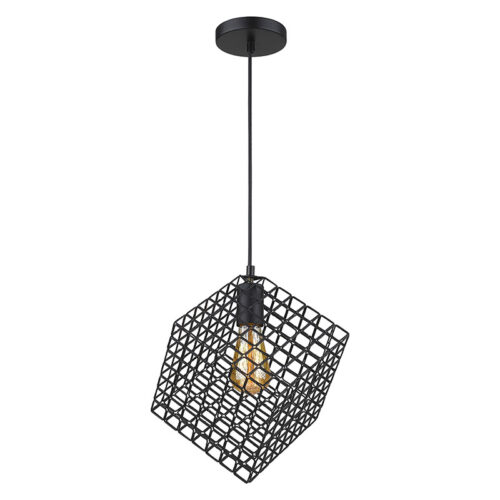 Grid Square Black Pendant