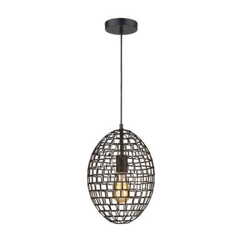 Grid Oval Black Pendant