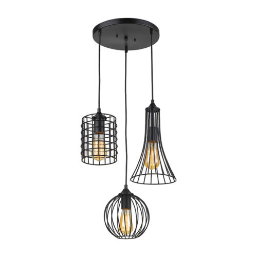 Grid 3LT Black Pendant