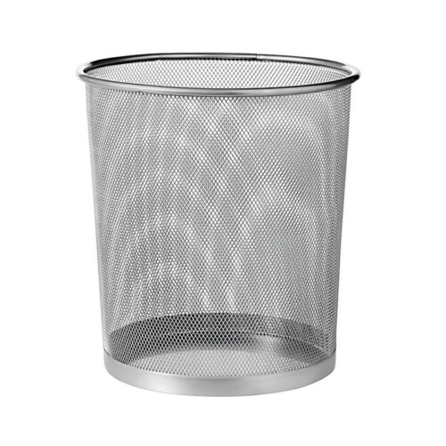 Mesh Steel Waste Paper Bin – Silver